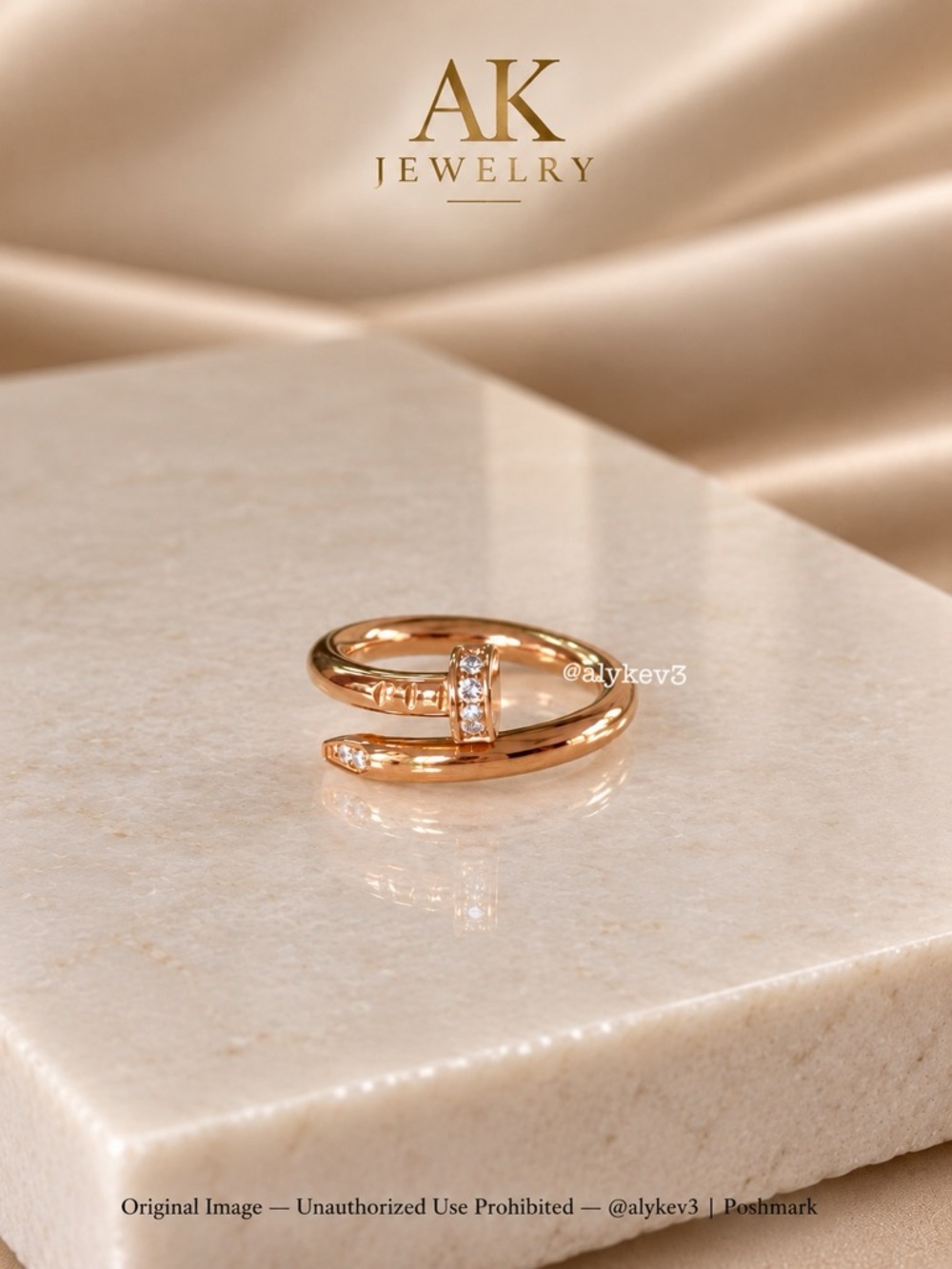 💎LUXURY RING 18k Rose Gold Nail Wrap Ring with Pavé Crystals | by AK Jewelry™